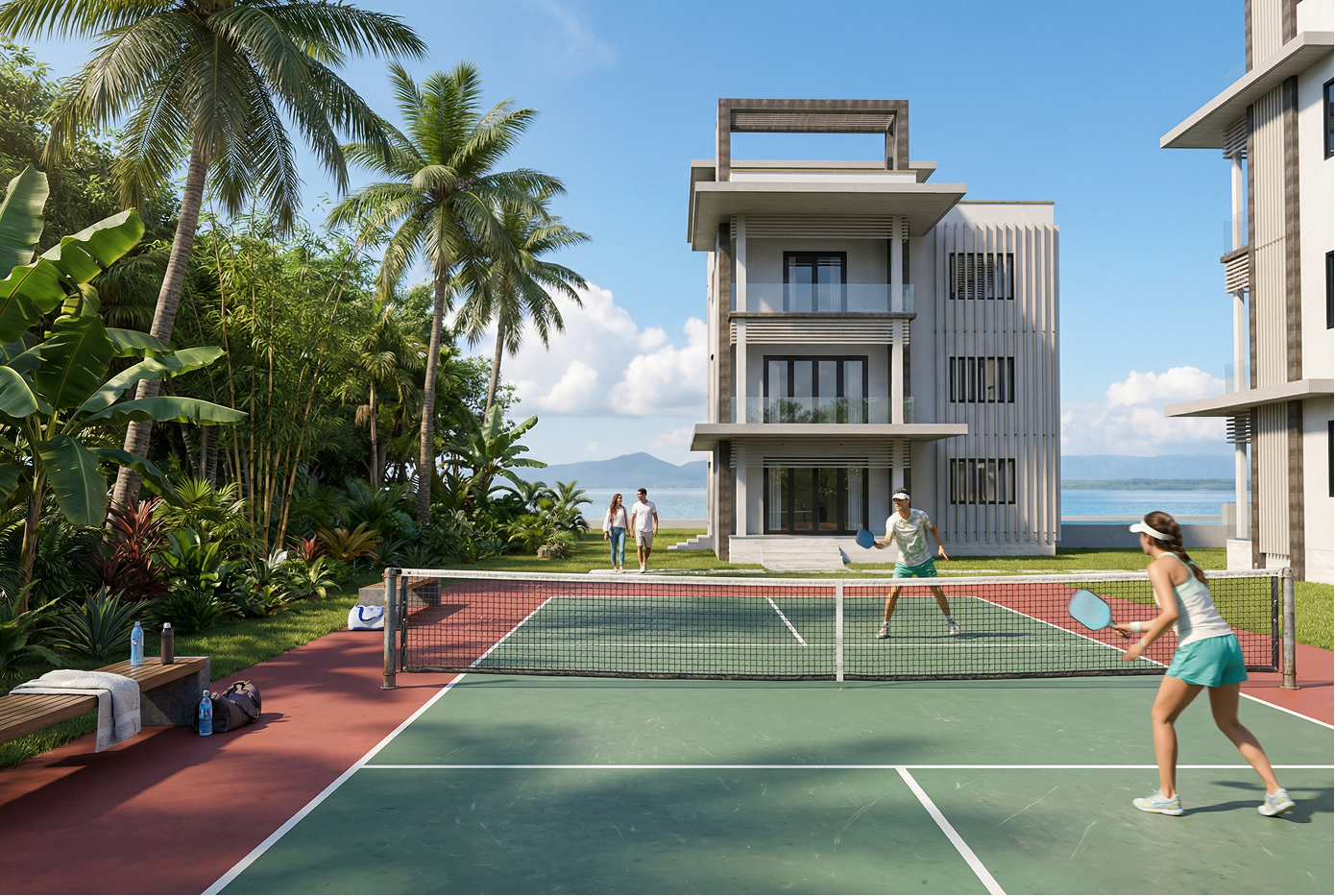 The Elements Condos For Sale Belize Amenities - Tennis Court